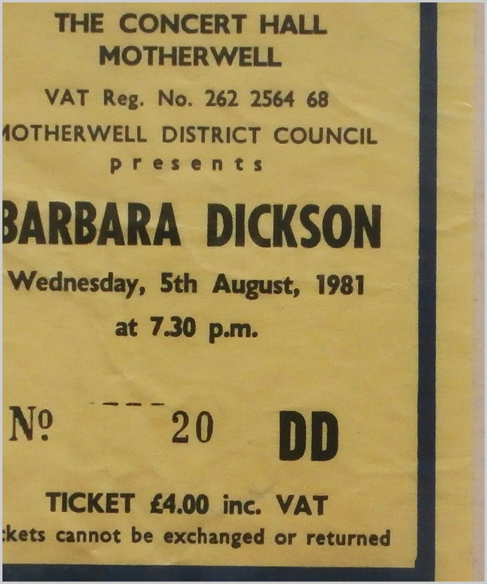 Barbara Dickson - Wednesday 5 August 1981, The Concert Hall, Motherwell (P6050276)