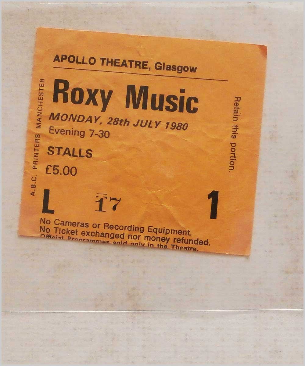 Roxy Music - Monday 28 July 1980, Apollo Theatre Glasgow (P6050279)