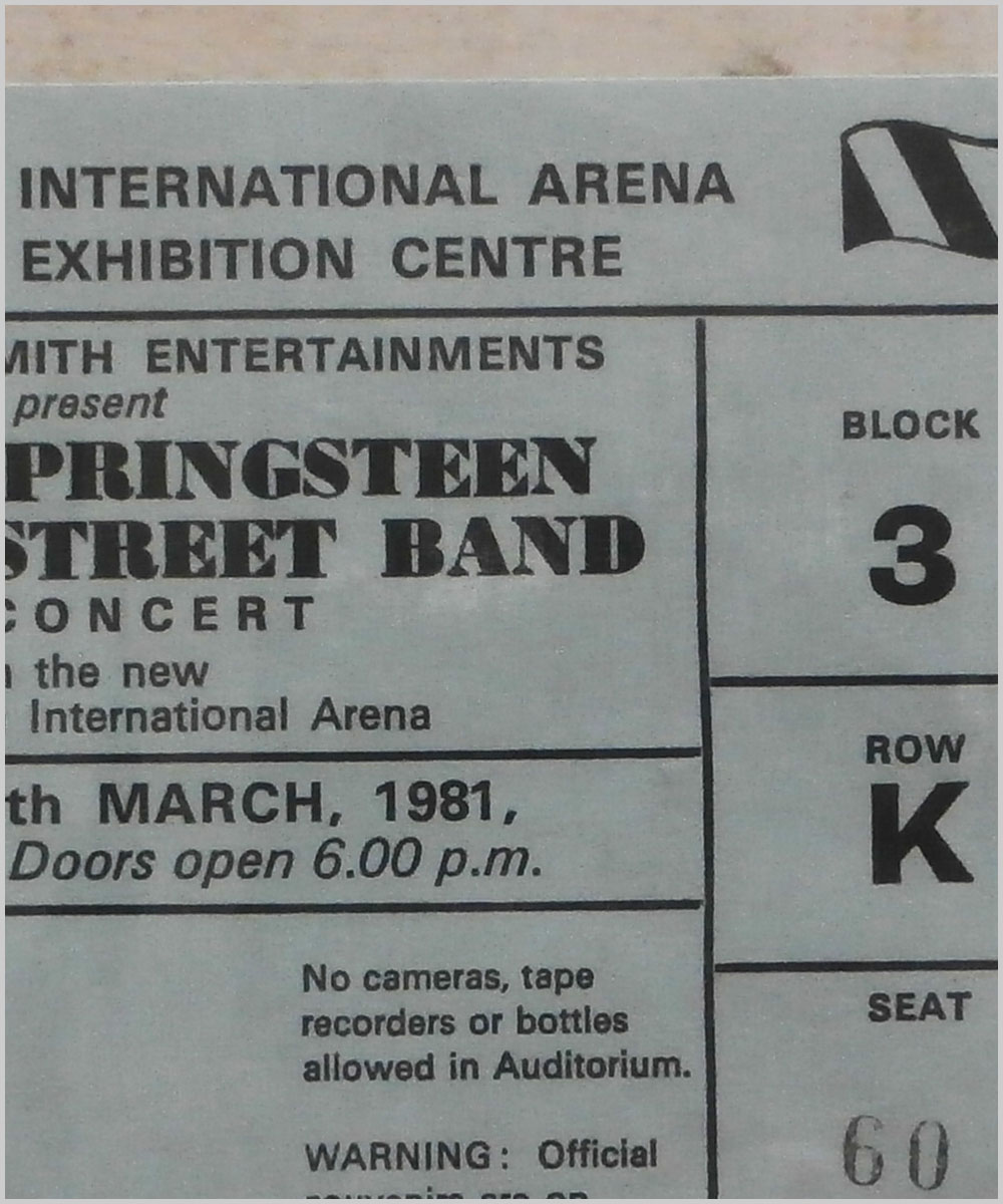 Bruce Springsteen and The E Street Band - Friday 27 March 1981, Birmingham International Arena (P6050282)