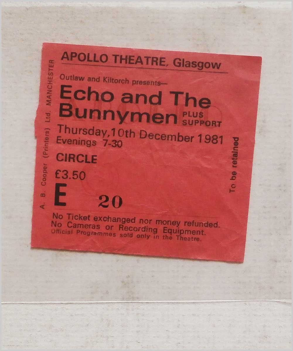 Echo and The Bunnymen - Thursday 10 December 1981, Apollo Theatre Glasgow (P6050294)