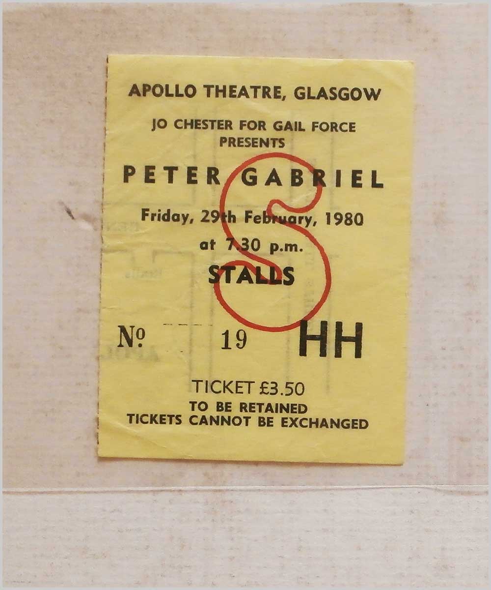 Peter Gabriel - Friday 29 February 1980, Apollo Theatre Glasgow (P6050311)