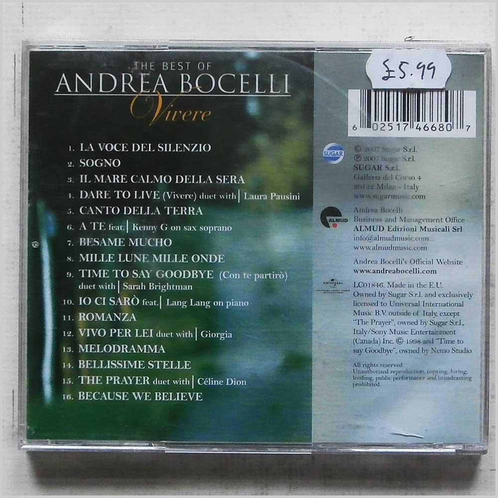 Andrea Bocelli  - Vivere: The Best Of Andrea Bocelli (0602517466807)