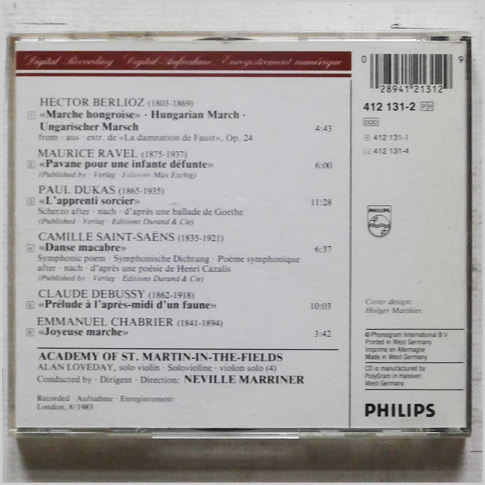 Neville Marriner, Academy of St. Martin-In-The-Fields - Debussy, Ravel, Dukas, Saint-Saens: Orchestral Works (412 131-2)