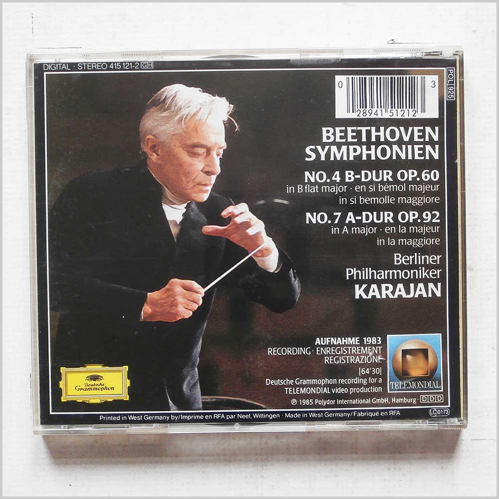 Herbert Von Karajan, Berlin Philharmonic - Beethoven: Symphonien No. 4 and 7 (415 121-2)