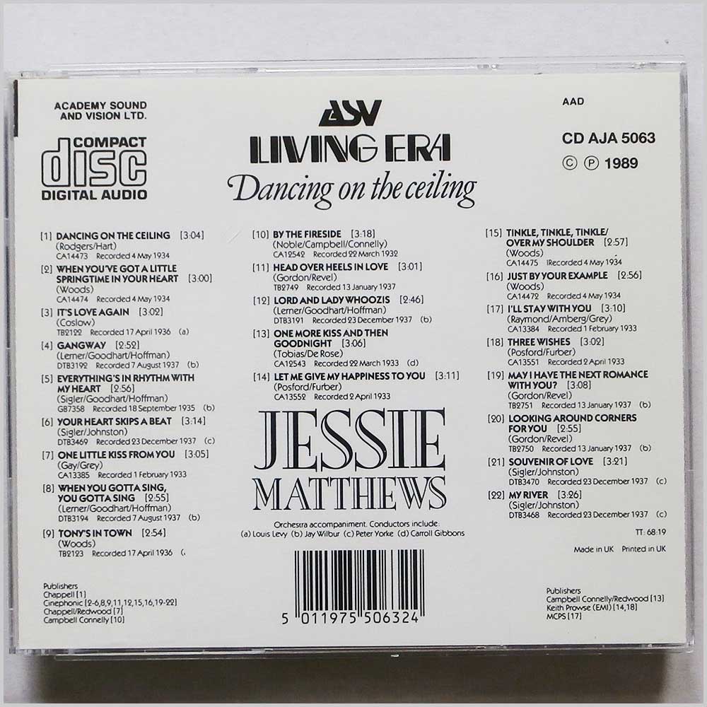 Jessie Matthews - Dancing On The Ceiling (704335260541)