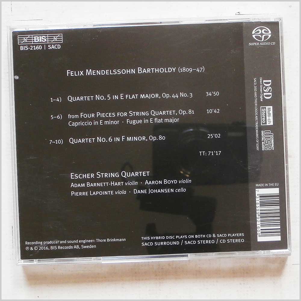Escher String Quartet - Mendelssohn: String Quartets 5 and 6 (BIS-2160)