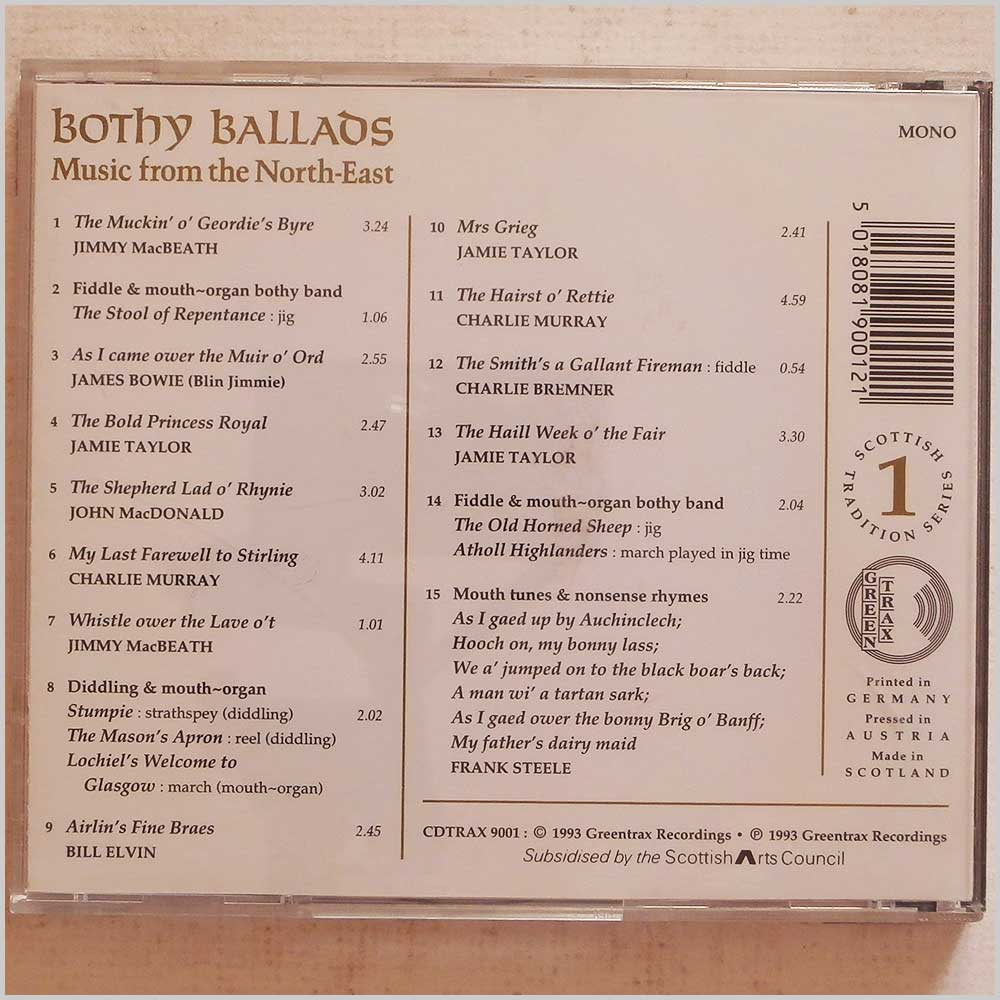 Various - Scottish Tradition 1: Bothy Ballads, Music from the North-East (CDTRAX 9001)