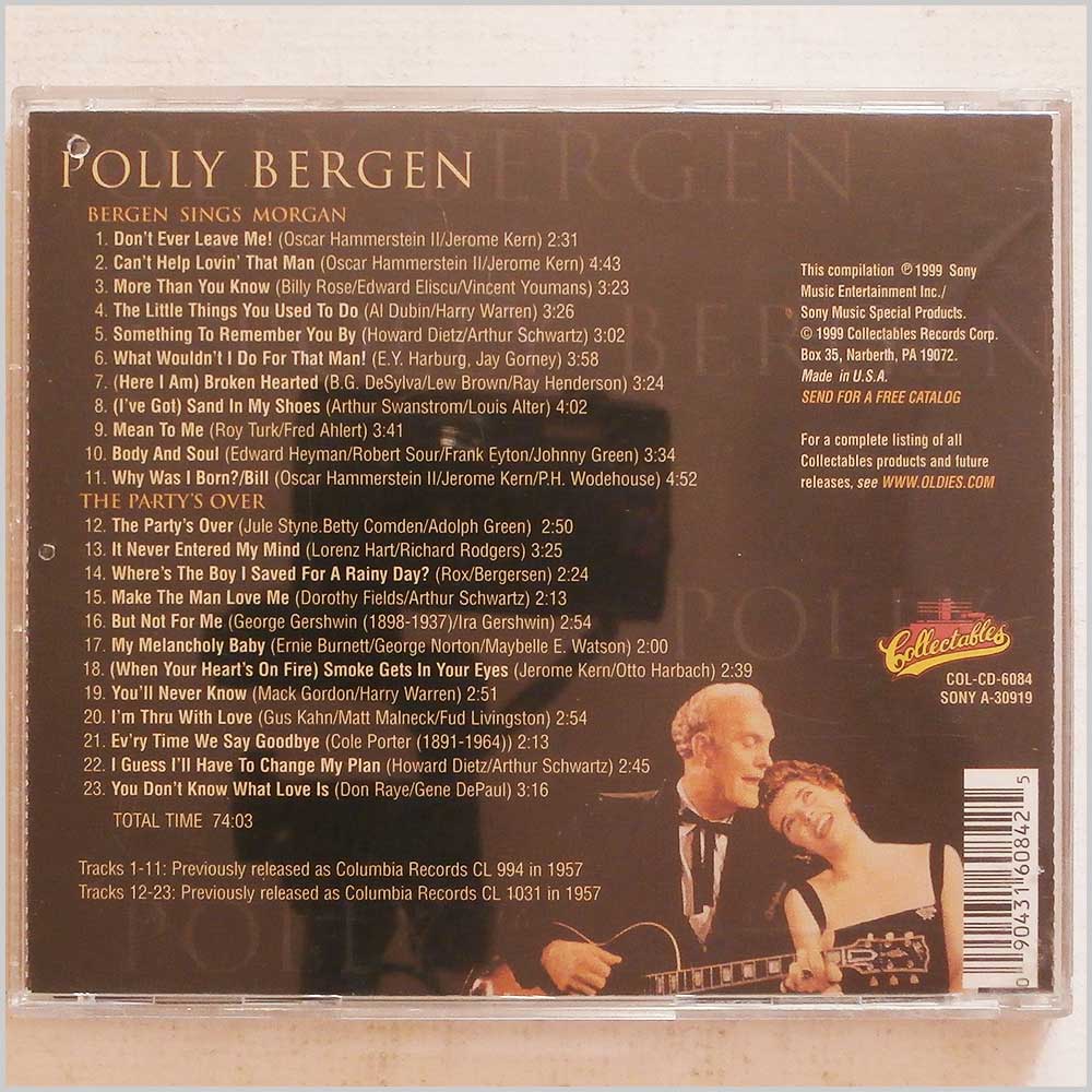 Polly Bergen  - Bergen Sings Morgan, The Party's Over (COL-CD-6084)