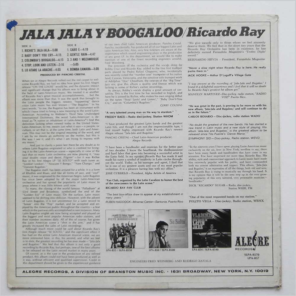 Ricardo Ray - Jala Jala Y Boogaloo (LPA-857)