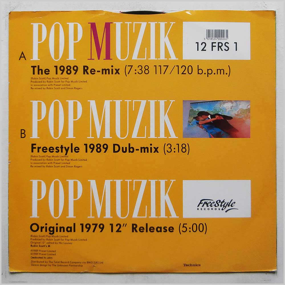 Robin Scott's M - Pop Muzik (The 1989 Re-mix) (12 FRS 1)