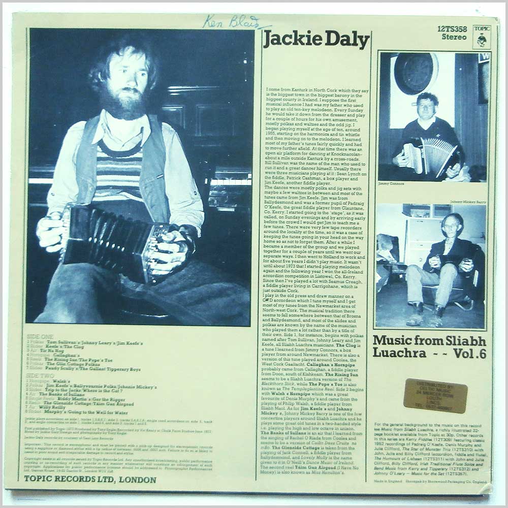 Jackie Daly - Music From Sliabh Luachra Vol.6 (12TS358)