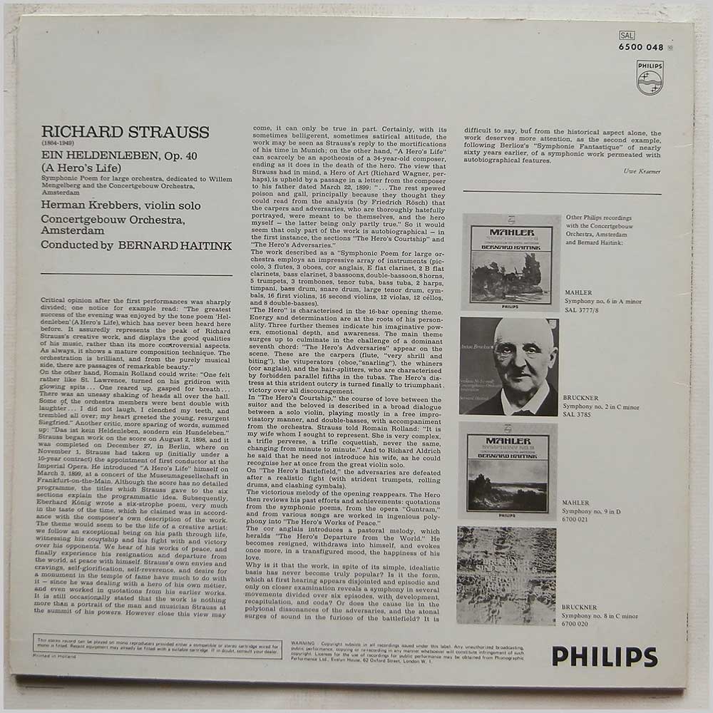 Bernard Haitink, Concertgebouw Orchestra Amsterdam - Richard Strauss: Ein Heldenleben (6500 048)