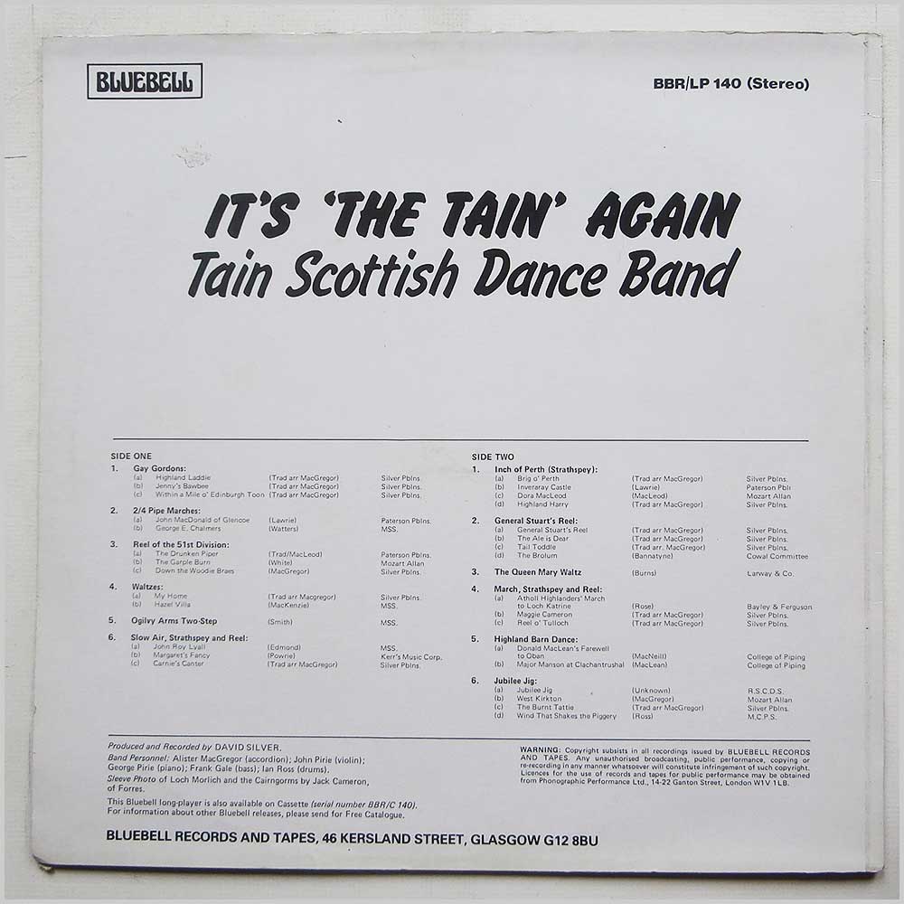 Tain Scottish Dance Band - It's The Tain Again (BBR/LP 140)