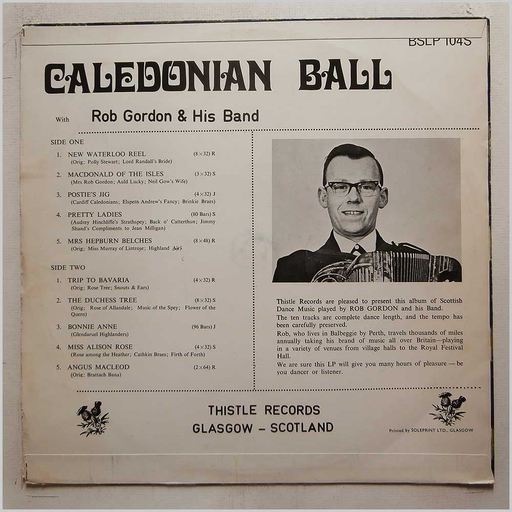 Rob Gordon And His Band - Caledonian Ball (BSLP 104S)