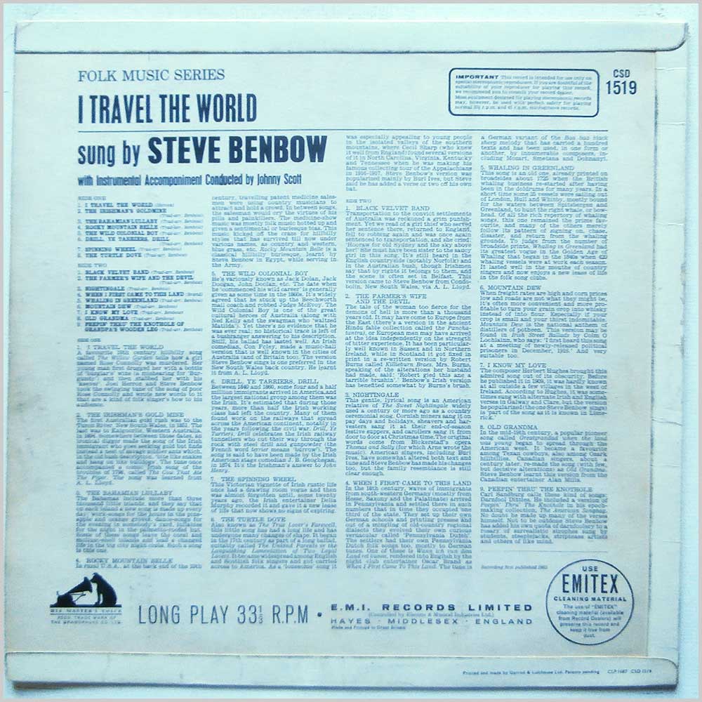 Steve Benbow - I Travel The World (CSD 1519)