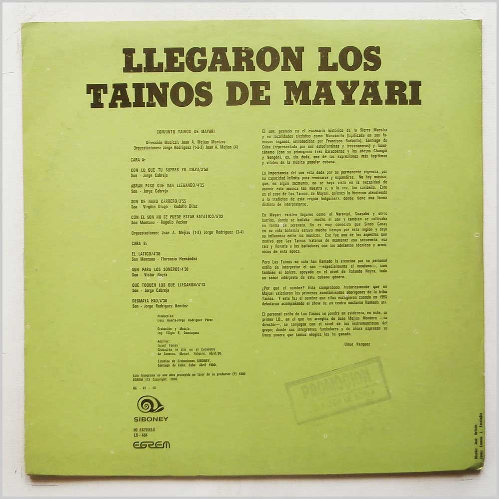 Conjunto Tainos De Mayari - Llegaron Los Tainos De Mayari (LD-484)
