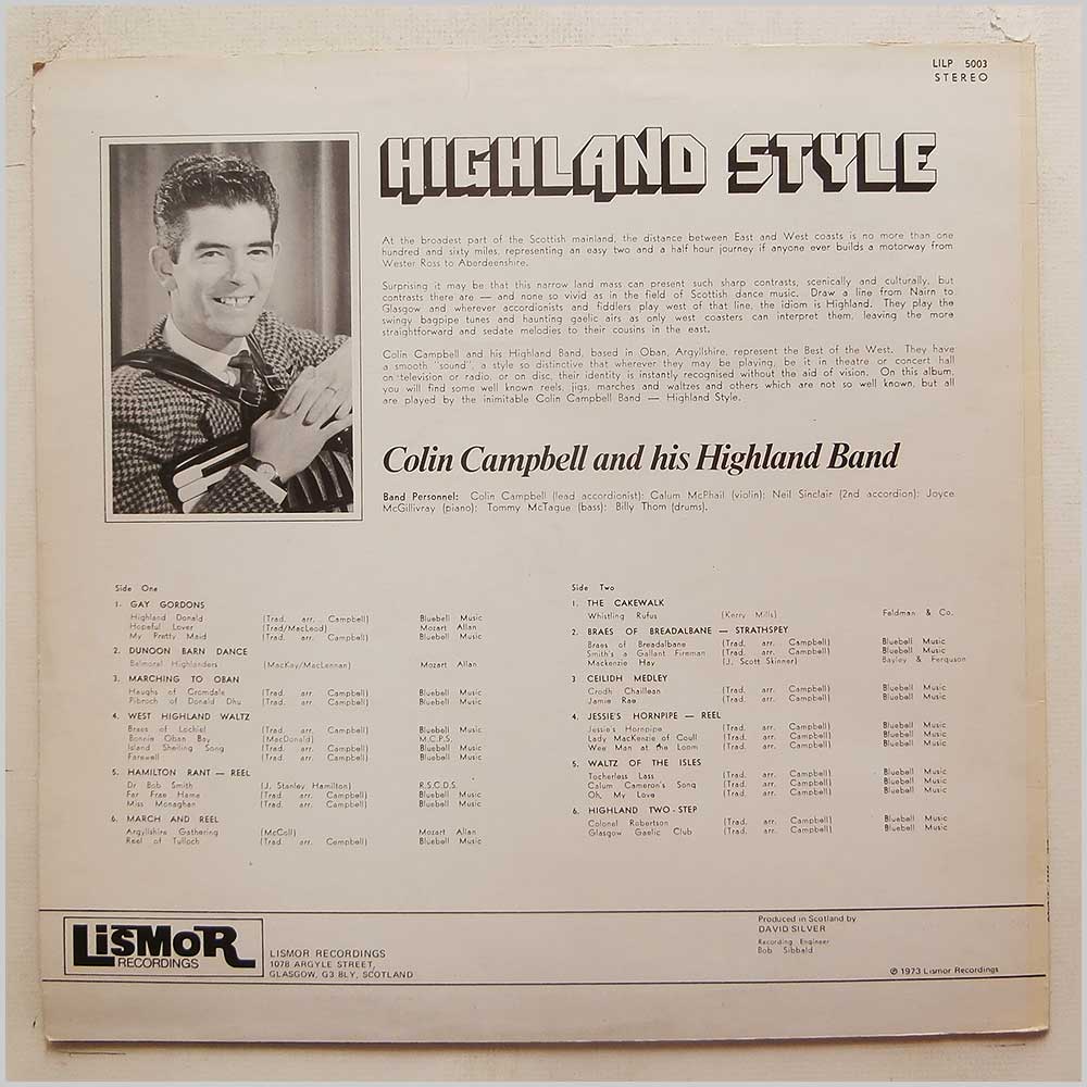 Colin Campbell And His Highland Band - Highland Style (LILP 5003)