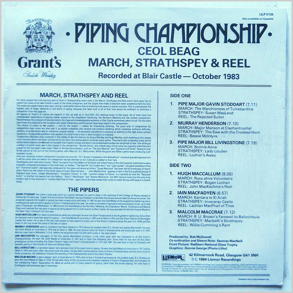 Various - Grant's Piping Championship: Ceol Beag, March, Strathspey And Reel (LILP 5135)