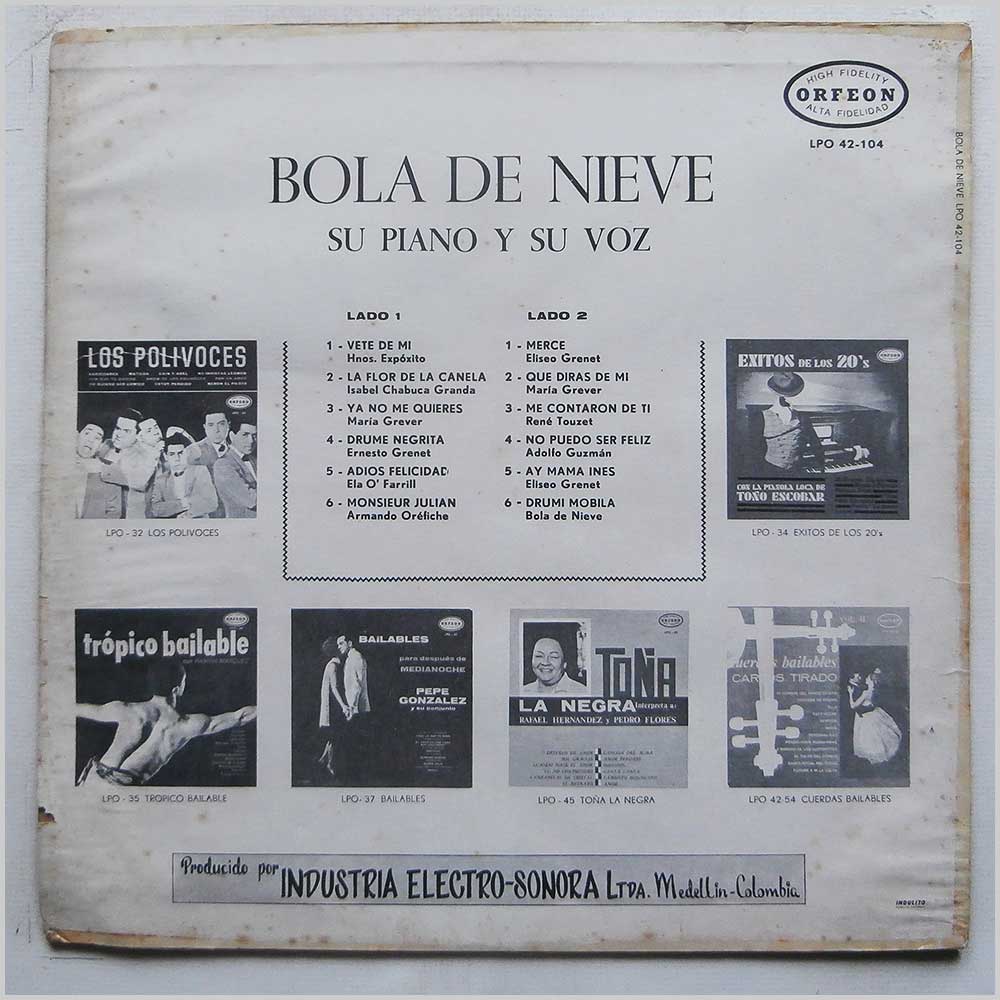 Bola De Nieve - Su Piano Y Su Voz (LPO 42-104)