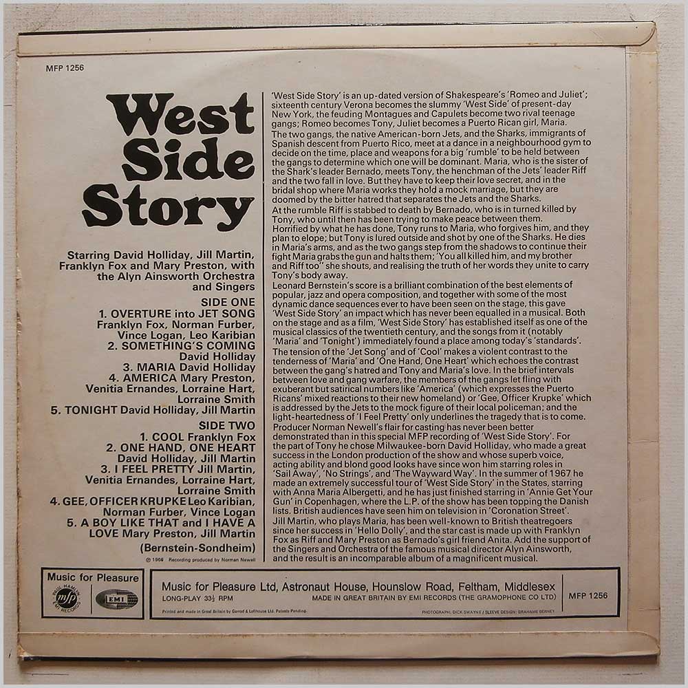 David Holliday, Jill Martin, The Alyn Ainsworth Orchestra - The Great West Side Story (MFP 1256)