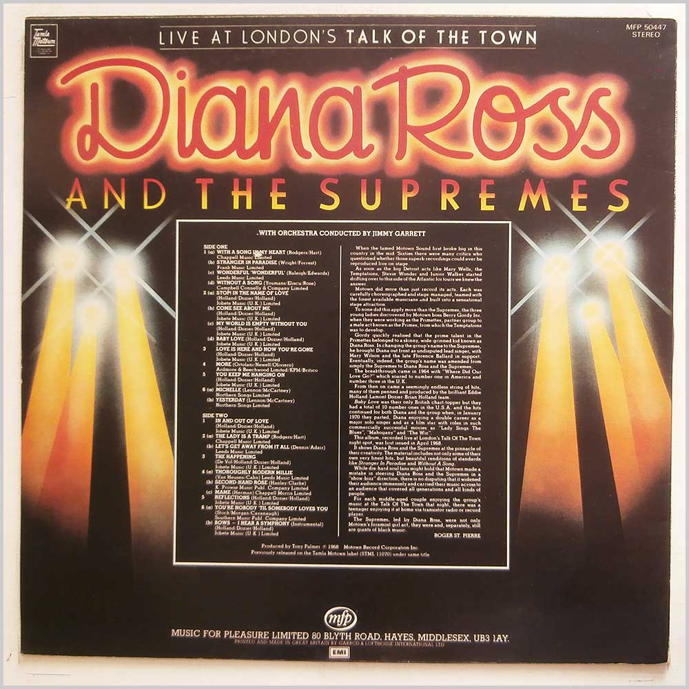 Diana Ross and The Supremes - Live At London's Talk Of The Town (MFP 50447)