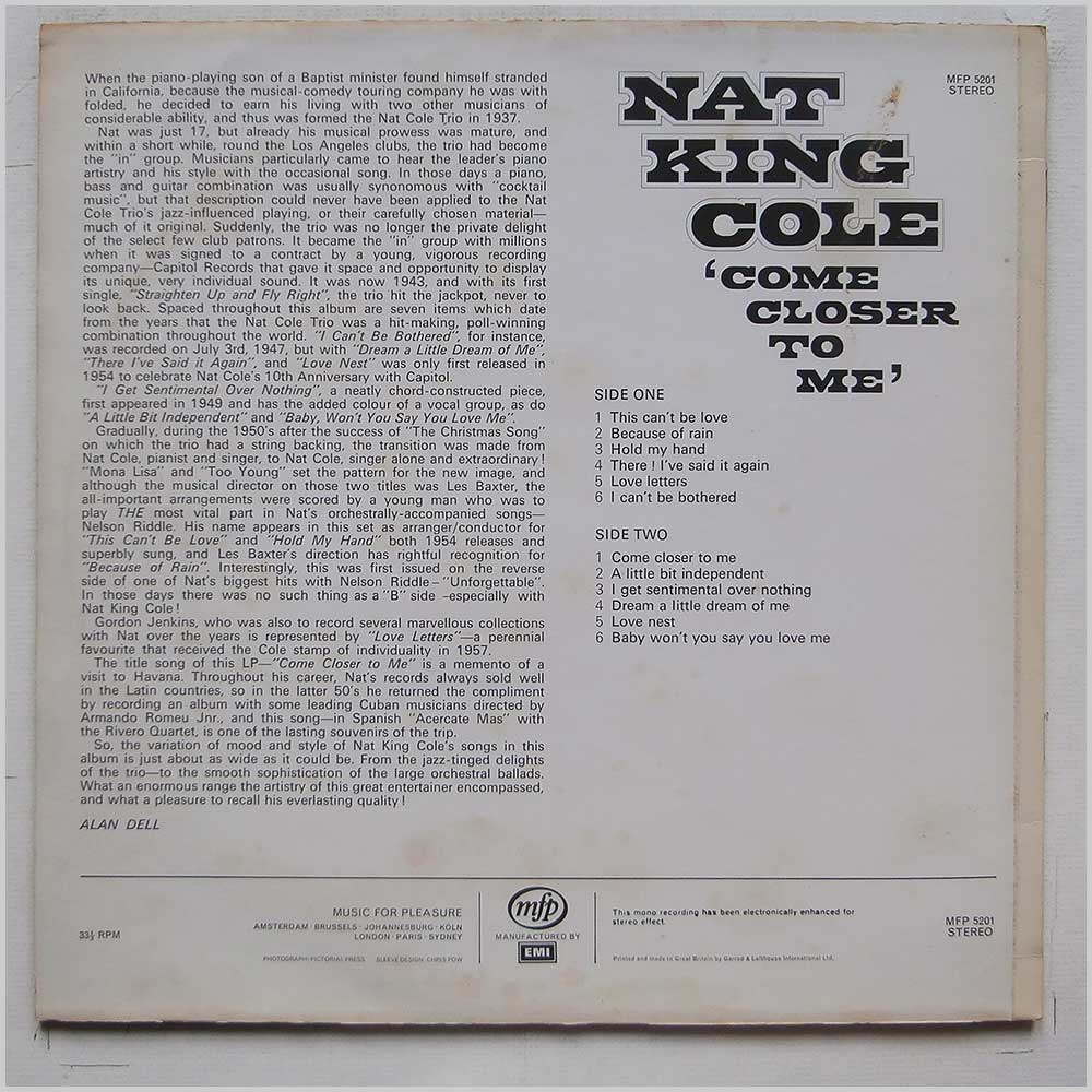 Nat King Cole - Come Closer To Me (MFP 5201)