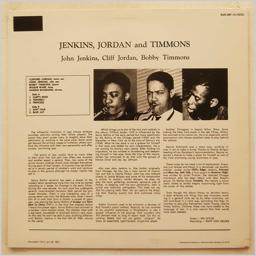 John Jenkins, Clifford Jordan, Bobby Timmons - Jenkins, Jordan and Timmons (OJC-251)
