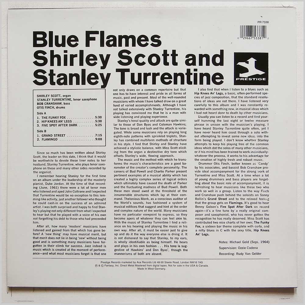 Shirley Scott And Stanley Turrentine - Blue Flames (PR 7338)