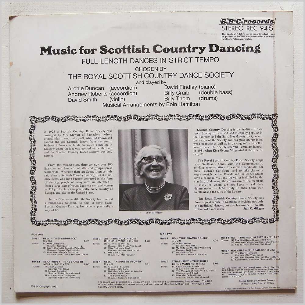 Archie Duncan, Andrew Roberts, David Smith, David Findlay, Billy Craib, Billy Thom, Eoin Hamilton - Music For Scottish Country Dancing (REC 94S)
