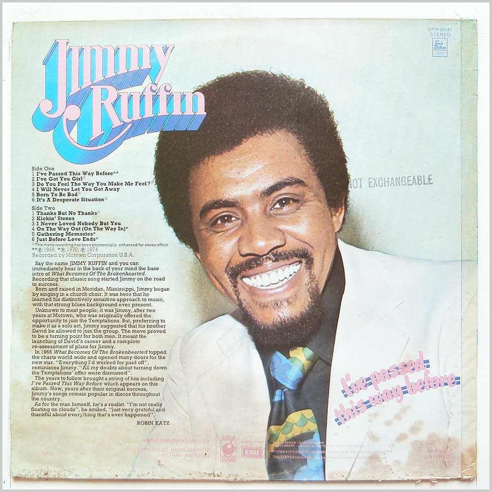 Jimmy Ruffin - I've Passed This Way Before (SPR 90041)