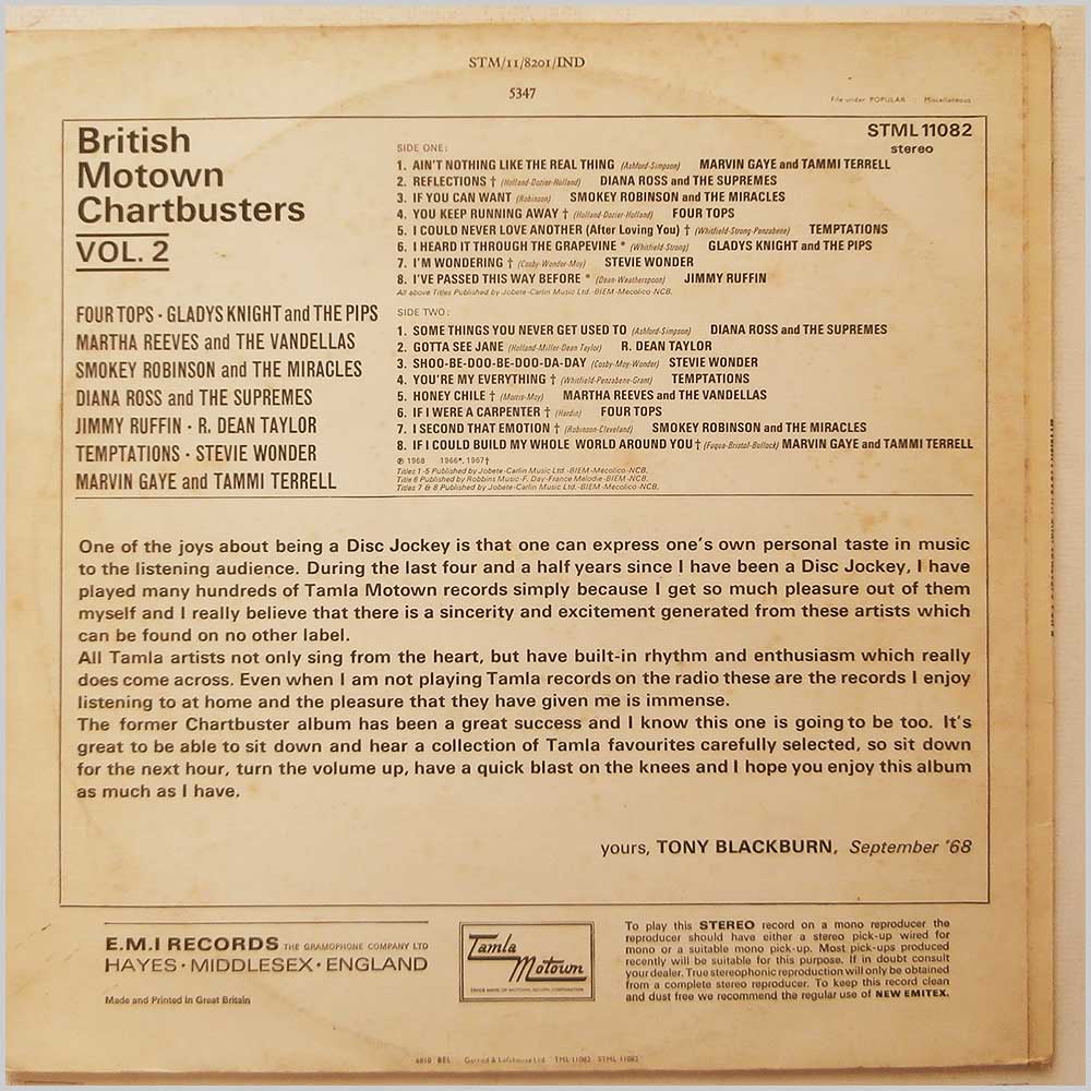 Various - British Motown Chartbusters Vol. 2 (STML 11082)