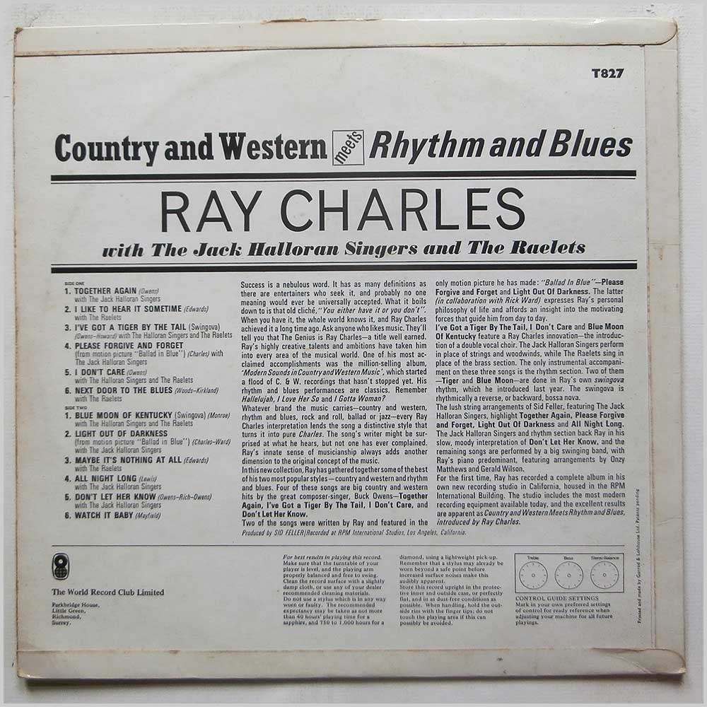 Ray Charles, The Jack Halloran Singers And The Raelets - Country And Western Meets Rhythm And Blues (T827)