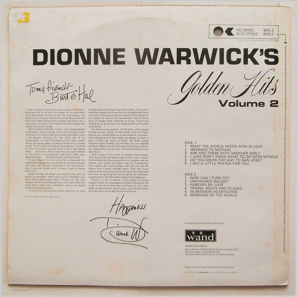 Dionne Warwick - Dionne Warwick's Golden Hits Volume 2 (WNL 2)